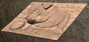 STL 3D File - Bulldog Puppy with Ball