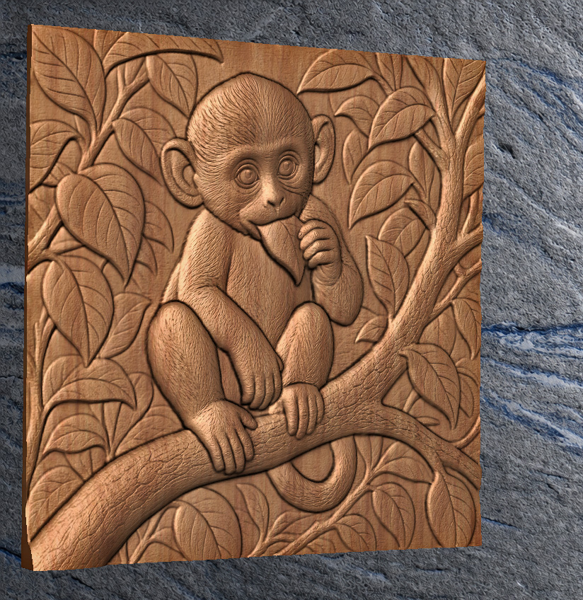 Monkey in Tree 2 Monkey in Tree STL File for CNC Router