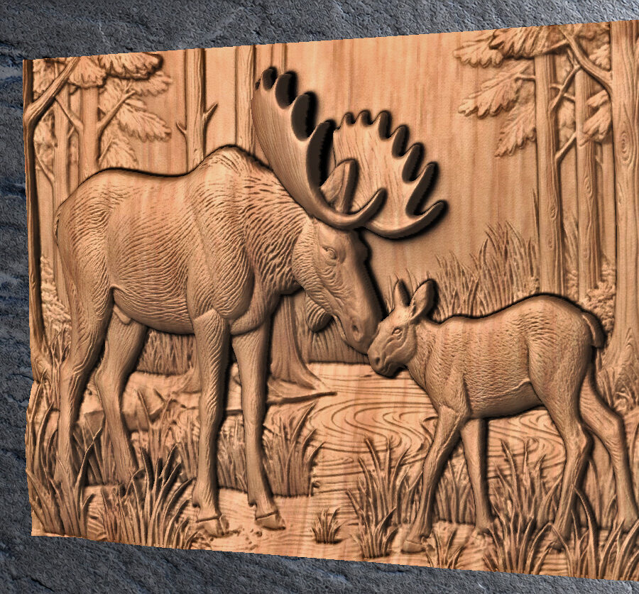 Moose and Calf 1 CNC File-Moose and Calf