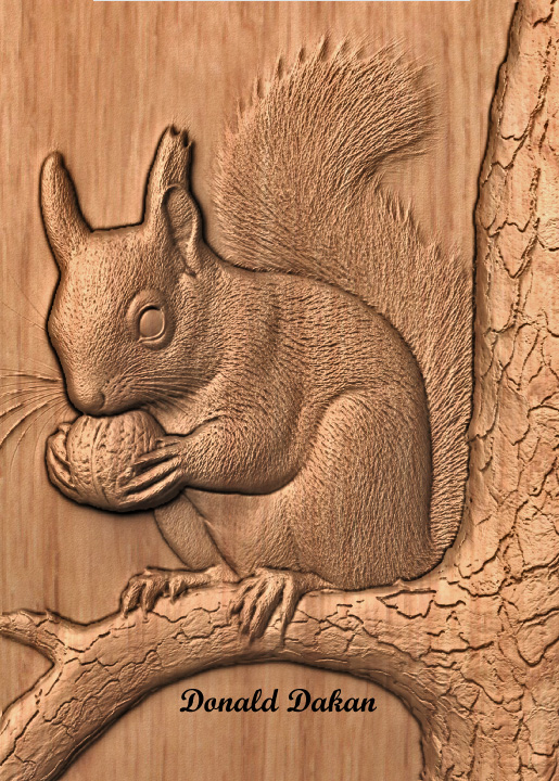 Squirrel and Nut STL File for CNC Router