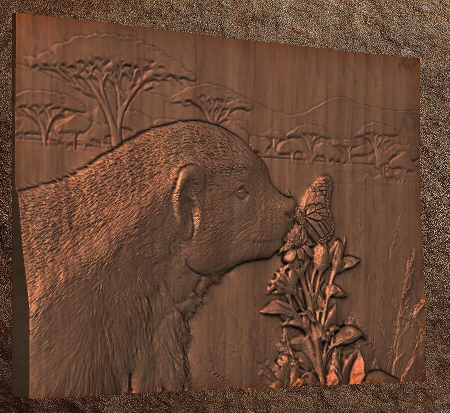 badger 2 STL 3D File –Honey Badger and Butterfly