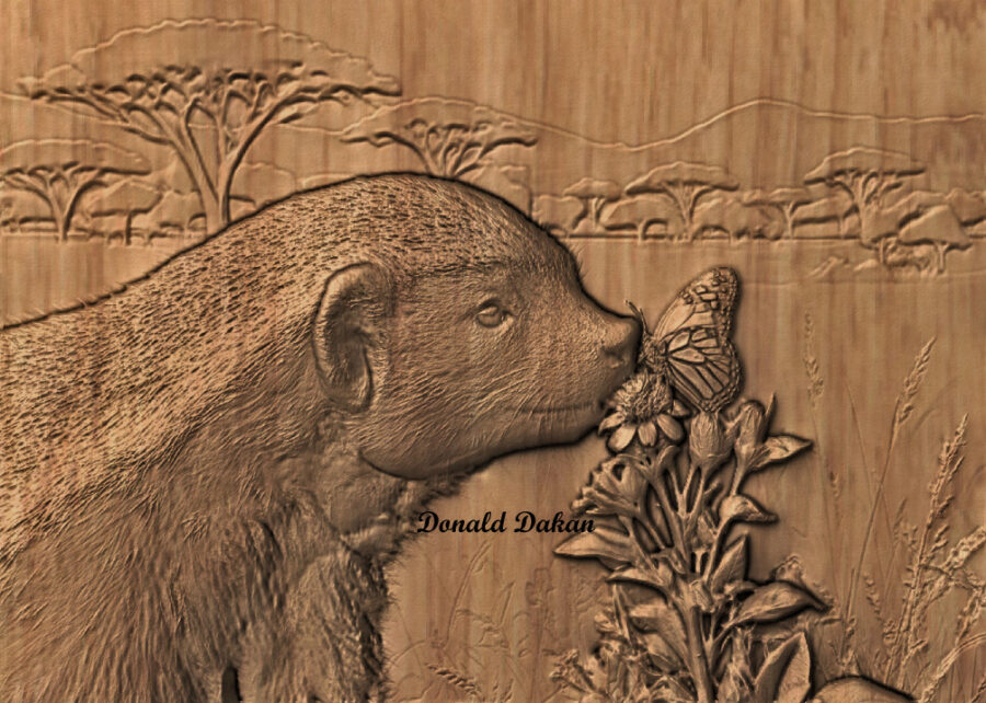 STL 3D File –Honey Badger and Butterfly