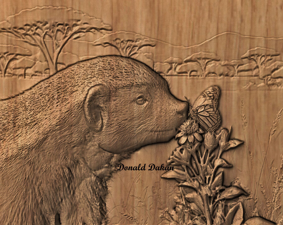 badger STL 3D File –Honey Badger and Butterfly