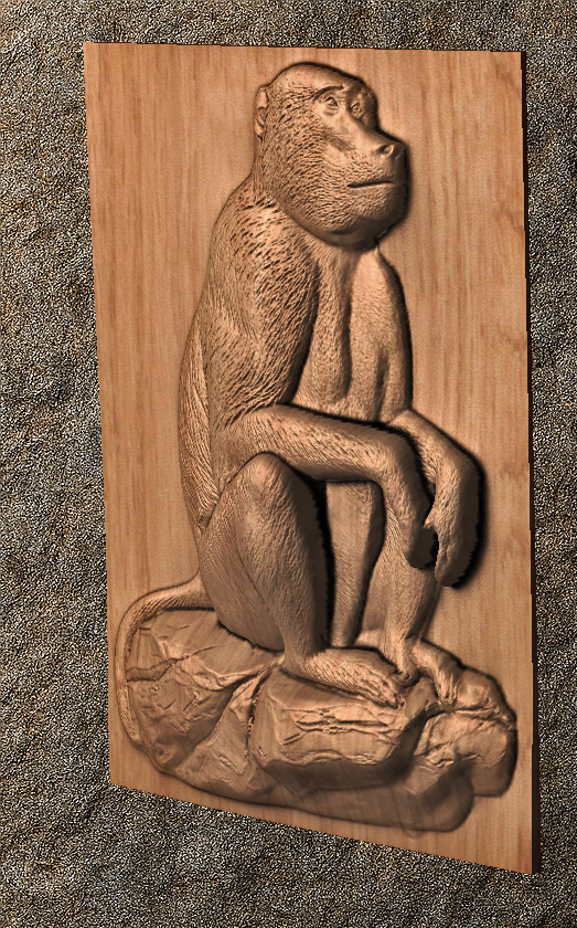 Baboon Thinking 1 Baboon Thinking STL File for CNC Router Wood Carving