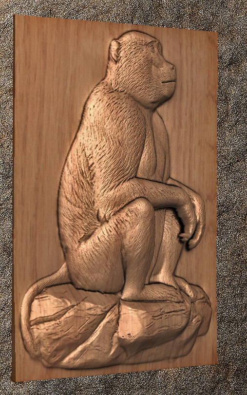 Baboon Thinking 2 Baboon Thinking STL File for CNC Router Wood Carving
