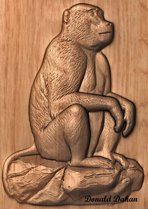 Baboon Thinking  STL File for CNC Router Wood Carving