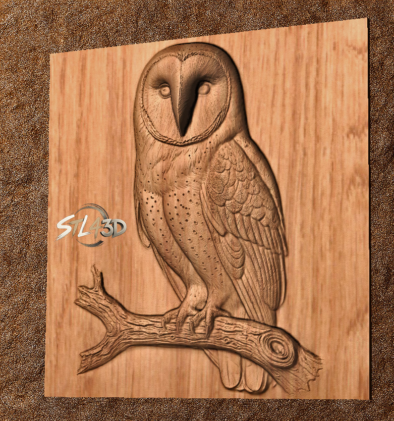 Barn Owl STL File for CNC Router & Wood Carving