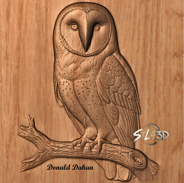 Barn Owl STL File for CNC Router & Wood Carving