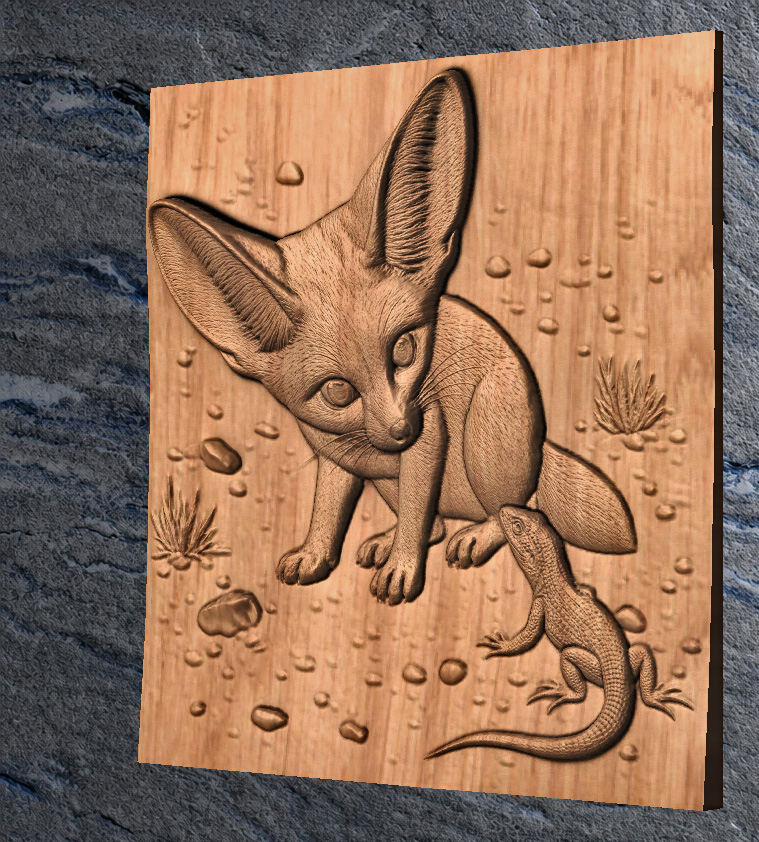 Fennec Fox and Lizard 1 Fennec Fox and Lizard STL File – Wildlife Model