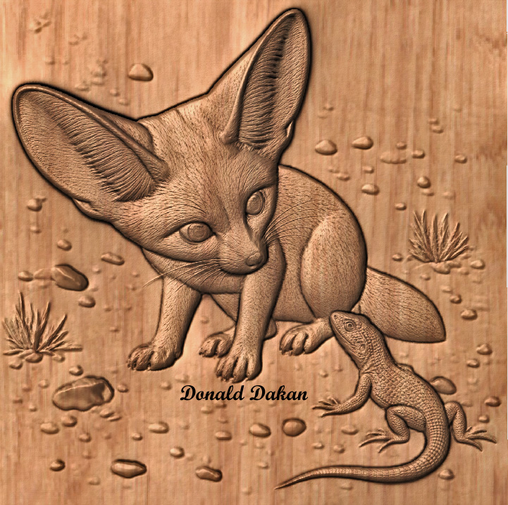 Fennec Fox and Lizard STL File – Wildlife Model