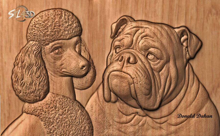 French Poodle and Bull Dog French Poodle and Bull Dog STL File for CNC Router