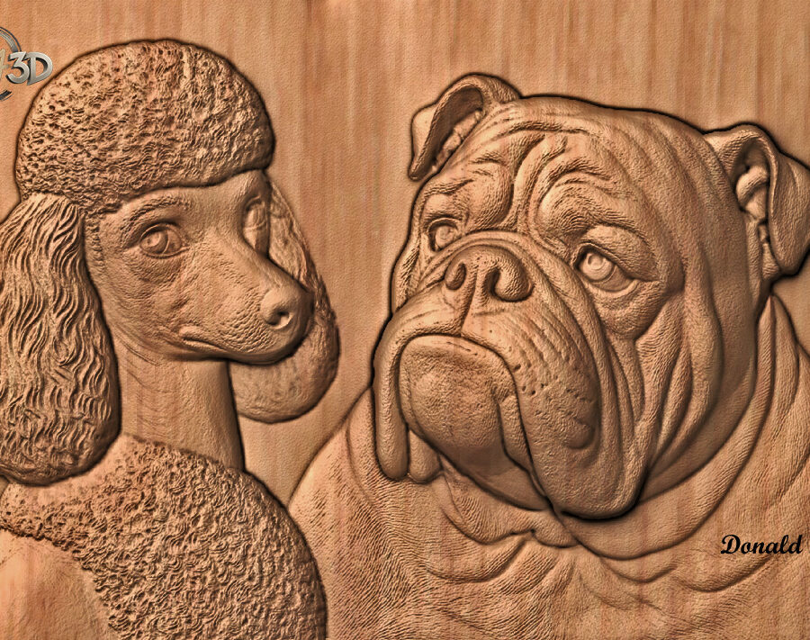 French Poodle and Bull Dog French Poodle and Bull Dog STL File for CNC Router