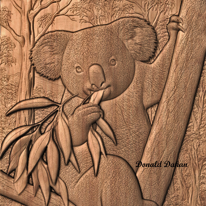 Koala Eating Eucalyptus Leaves  - STL File
