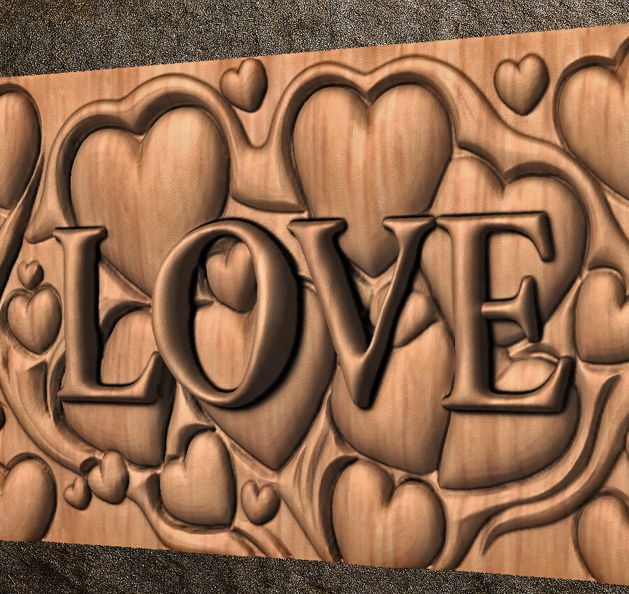 Love 1 Love Carving STL File for CNC Router & Wood Carving