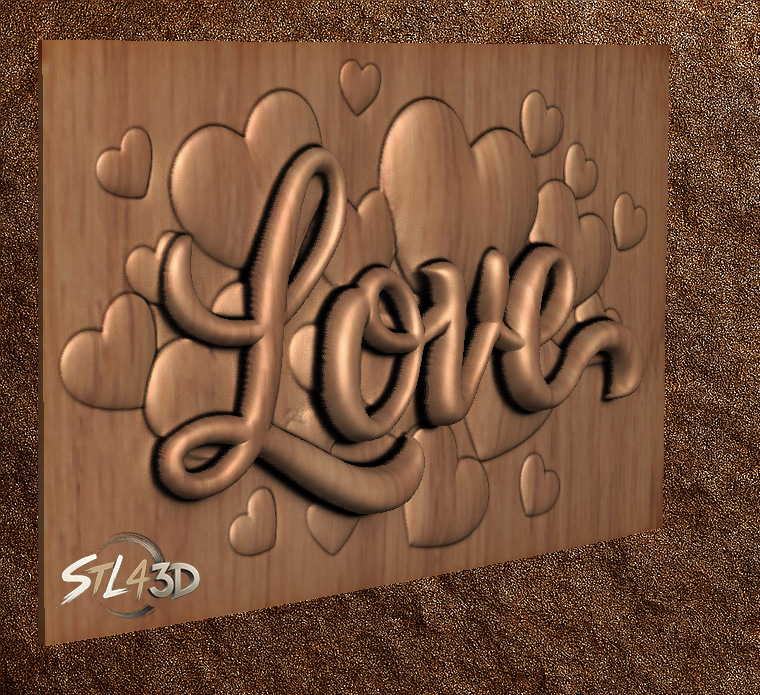 Love and Hearts 2 Love and Hearts STL File for CNC Router & Wood Carving