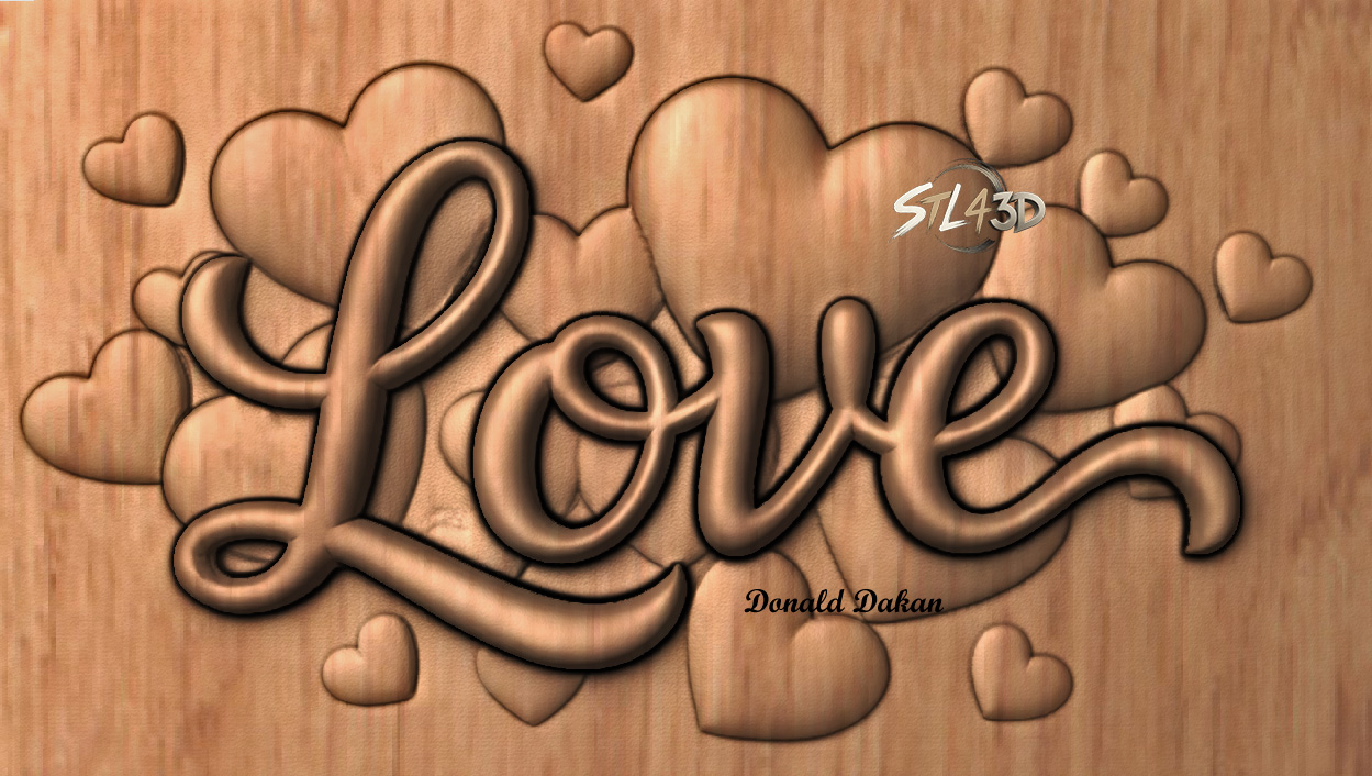 Love and Hearts STL File for CNC Router & Wood Carving