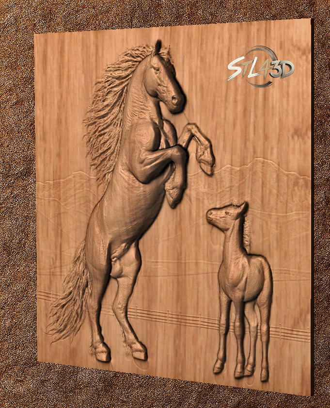 Rearing Horse 1 Rearing Horse STL File for Wood Carving