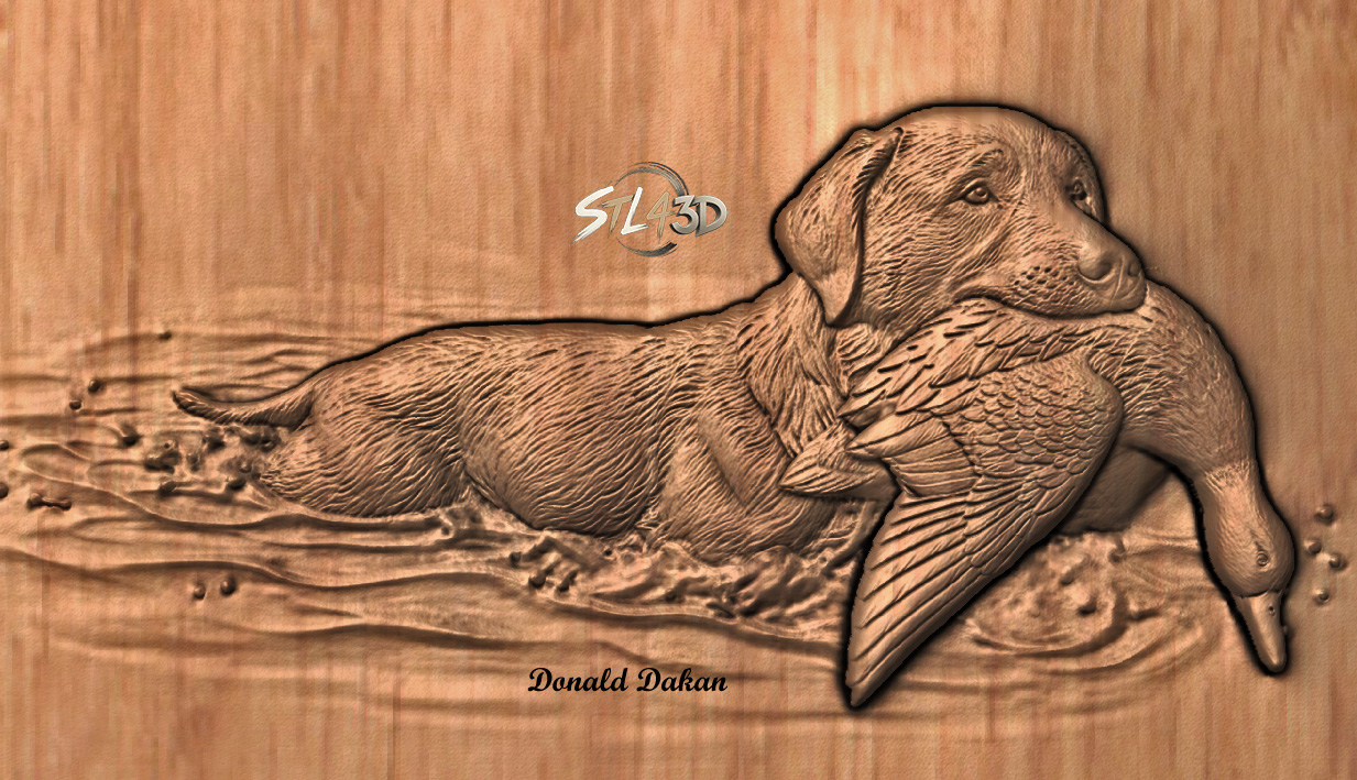 Retriever STL File for CNC Router & Wood Carving