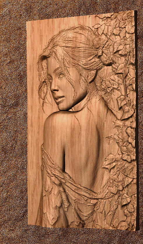 looking over her shoulder 1 Looking Over Her Shoulder STL File for Wood Carving
