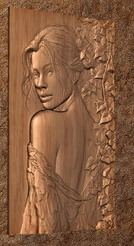 looking over her shoulder 2 Looking Over Her Shoulder STL File for Wood Carving