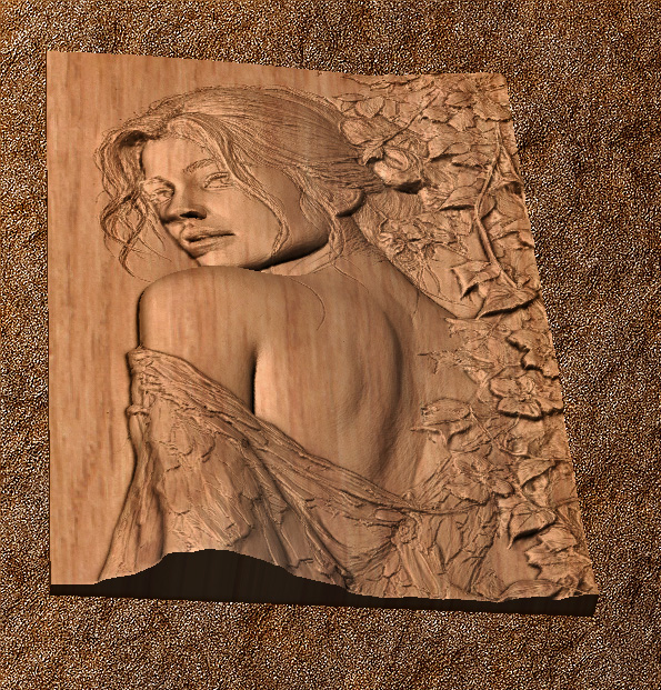 looking over her shoulder 3 Looking Over Her Shoulder STL File for Wood Carving
