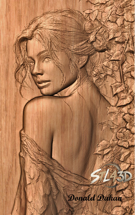 Looking Over Her Shoulder STL File for  Wood Carving