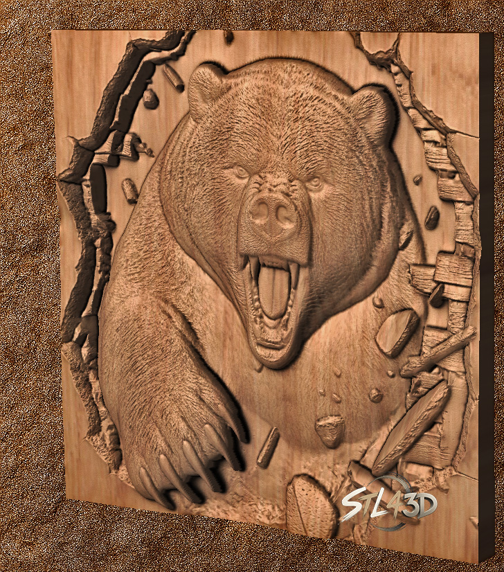 Grizzly Bear STL File Detailed 3D Model