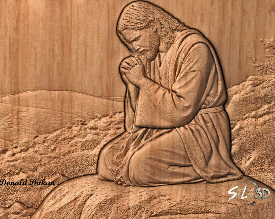 Jesus Praying STL File for CNC Router & Wood Carving