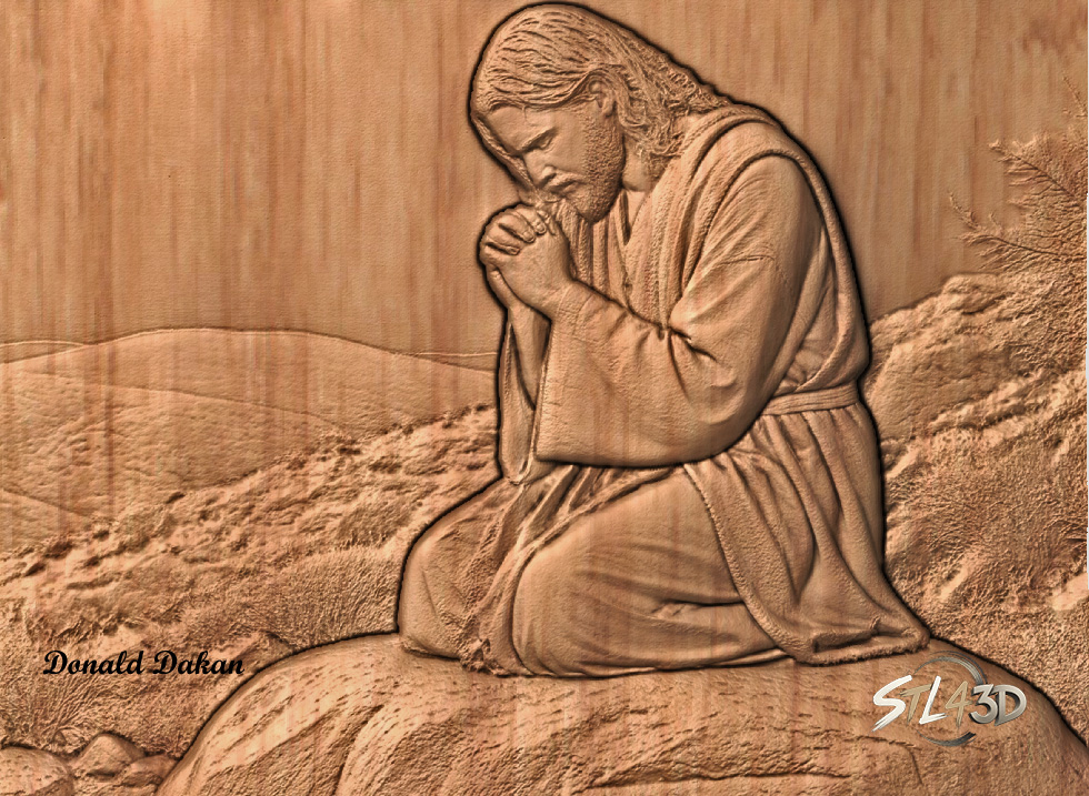 Jesus Praying STL File for CNC Router & Wood Carving