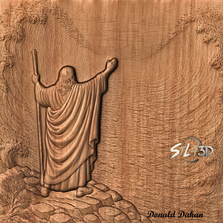 Moses Parting the Sea STL File for CNC Router & Wood Carving