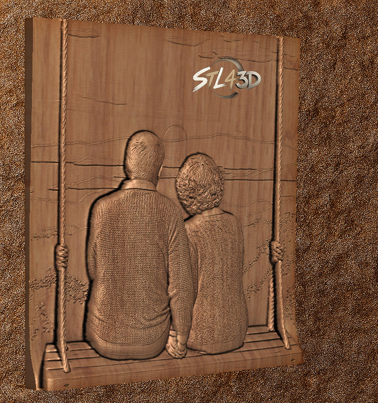 Older Couple on Swing 1 Older Couple on Swing STL File 3D Printable Model