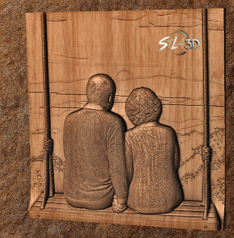Older Couple on Swing 2 Older Couple on Swing STL File 3D Printable Model