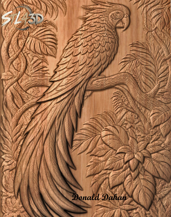 Pretty Bird 3D STL File for CNC Router