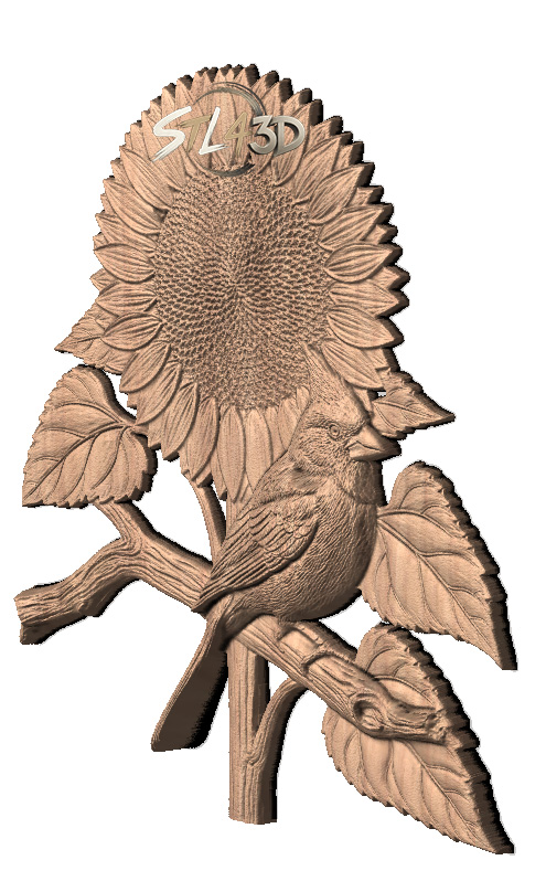 Sunflower and Cardinal 1 Sunflower and Cardinal STL File for CNC Router