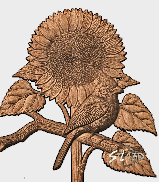 Sunflower and Cardinal STL File for CNC Router