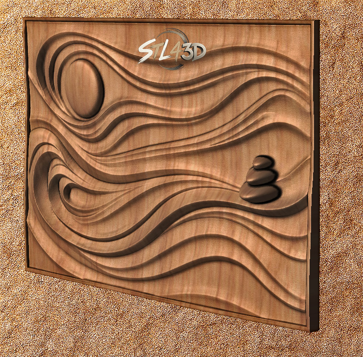 Zen Garden 1 Zen Garden STL File for CNC Router & 3D Wood Carving