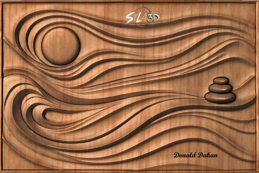 Zen Garden STL File for CNC Router & 3D Wood Carving